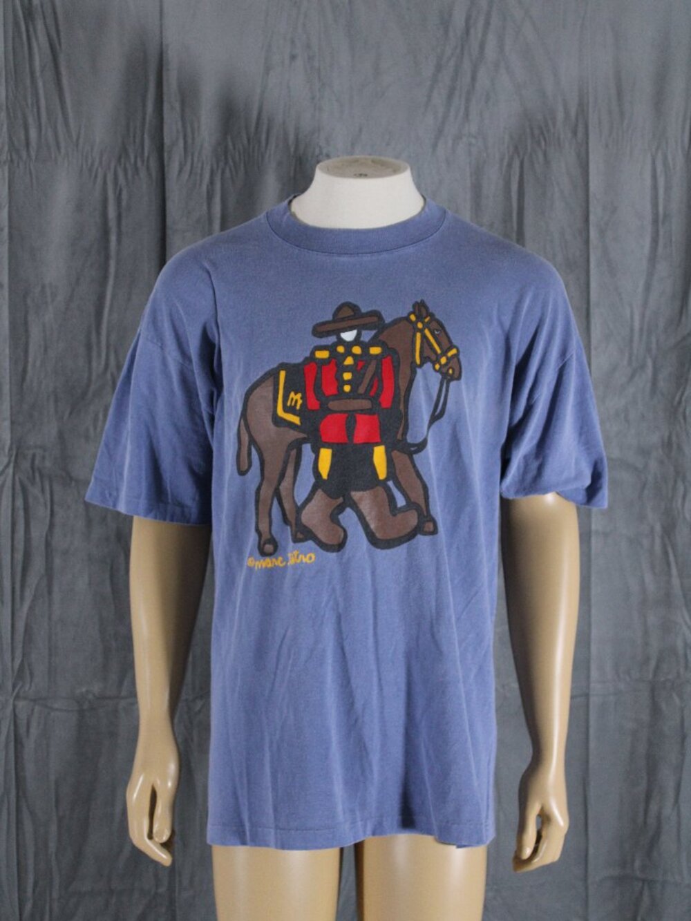 Vintage Graphic T-shirt - Marc Tetro RCMP With Horse Graphic - Men's Large